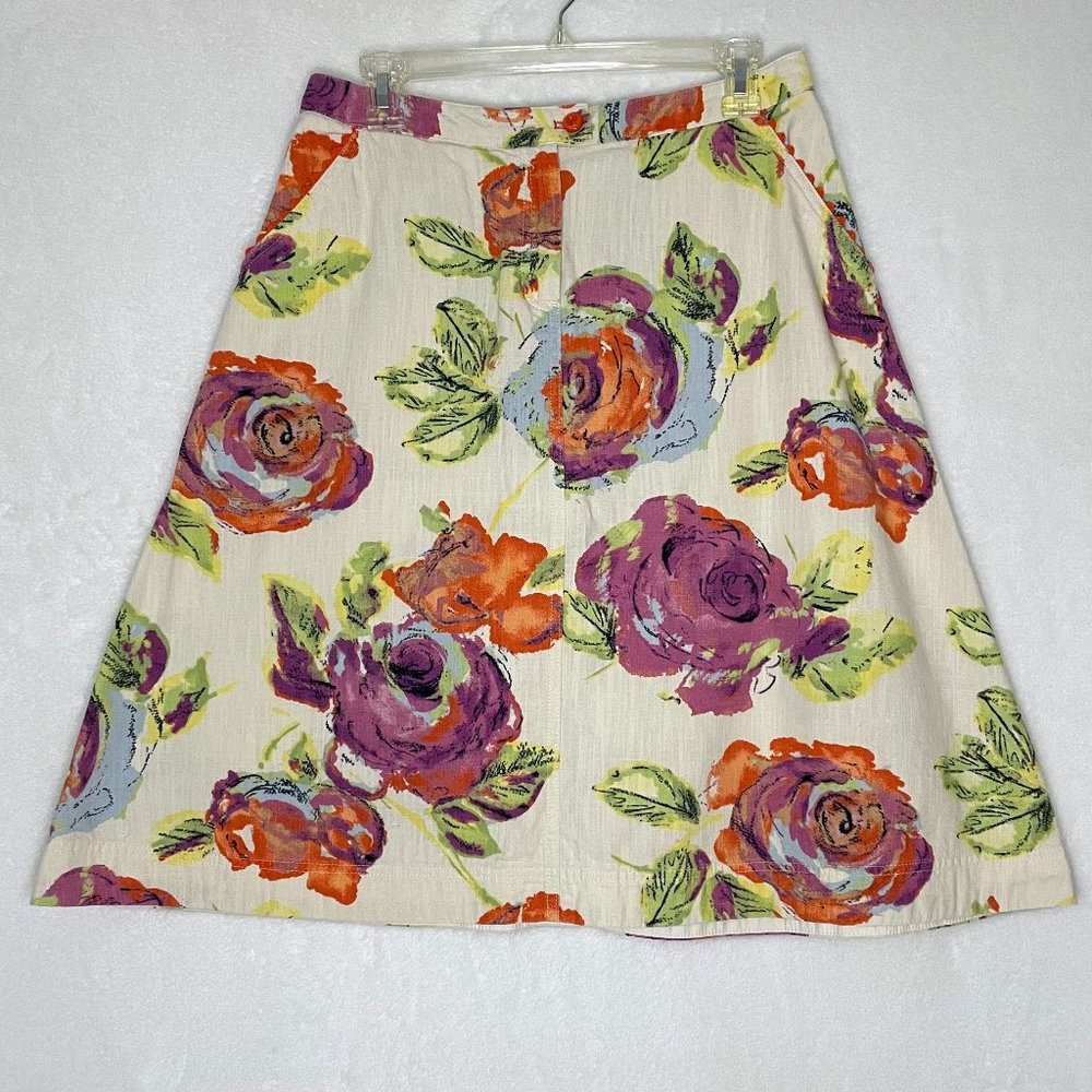 J Jill Mid Length Floral Print Skirt